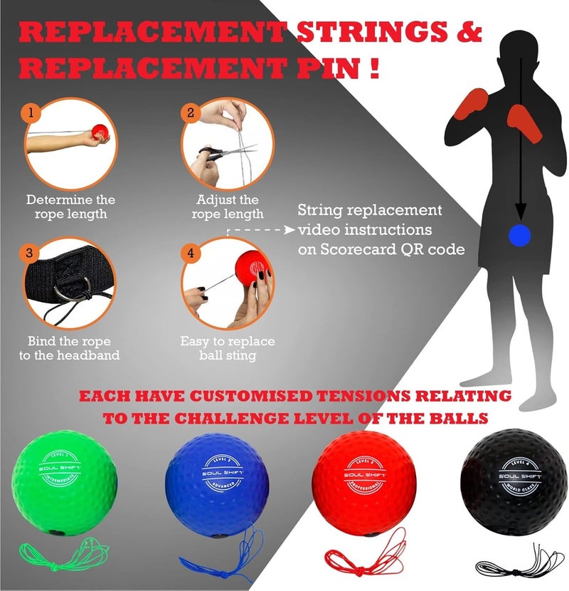 Soul Shift - Boxing Reflex Ball – Dual Competition Set | 2 Adjustable Headbands + 2 Training Balls + App Included | Speed, Agility & Hand-Eye Coordination for Adults & Kids | MMA Training Equipment - Image 5